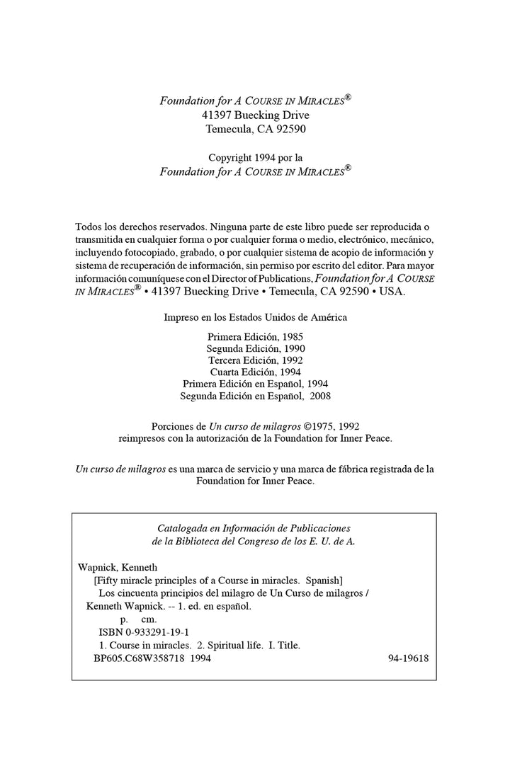 Los cincuenta principios del milagro de "Un curso en milagros" [ES BOOK]