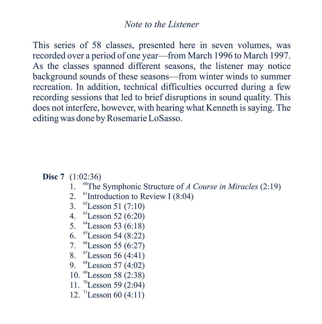 The Workbook Lessons of "A Course in Miracles": The Study and Practice of the 365 Lessons [CD]