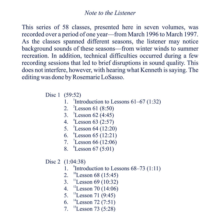 The Workbook Lessons of "A Course in Miracles": The Study and Practice of the 365 Lessons [CD]