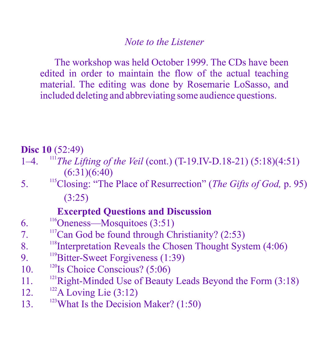 The Lifting of the Veil: "The Obstacles to Peace" in "A Course in Miracles" [CD]