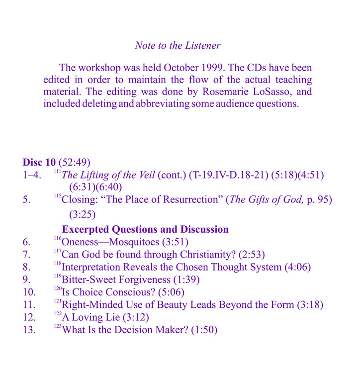 The Lifting of the Veil: "The Obstacles to Peace" in "A Course in Miracles" [CD]