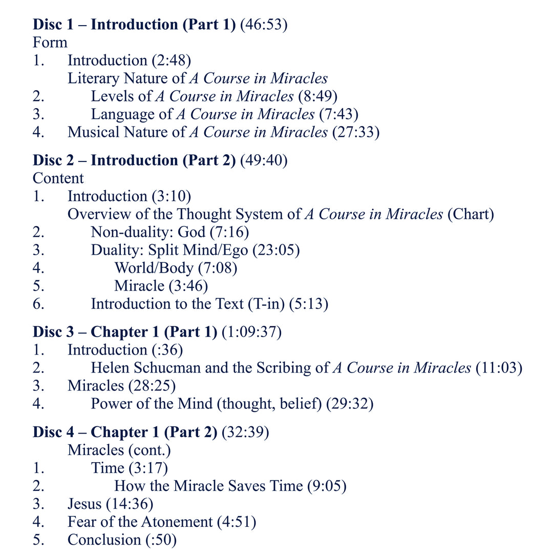 Classes on the Text of "A Course in Miracles" [CD]