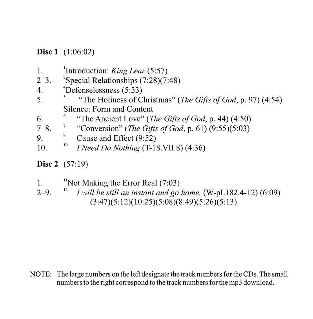 Love and Be Silent: King Lear, Defenselessness, and "A Course in Miracles" [CD]