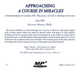 Approaching "A Course in Miracles": A Commentary on Lesson 188 “The peace of God is shining in me now.” [MP3]