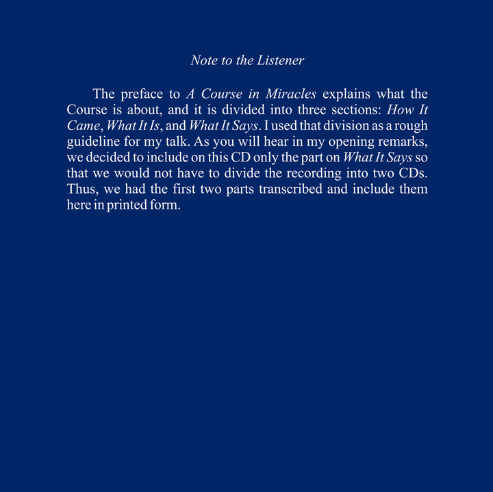 An Overview of "A Course in Miracles" [MP3]