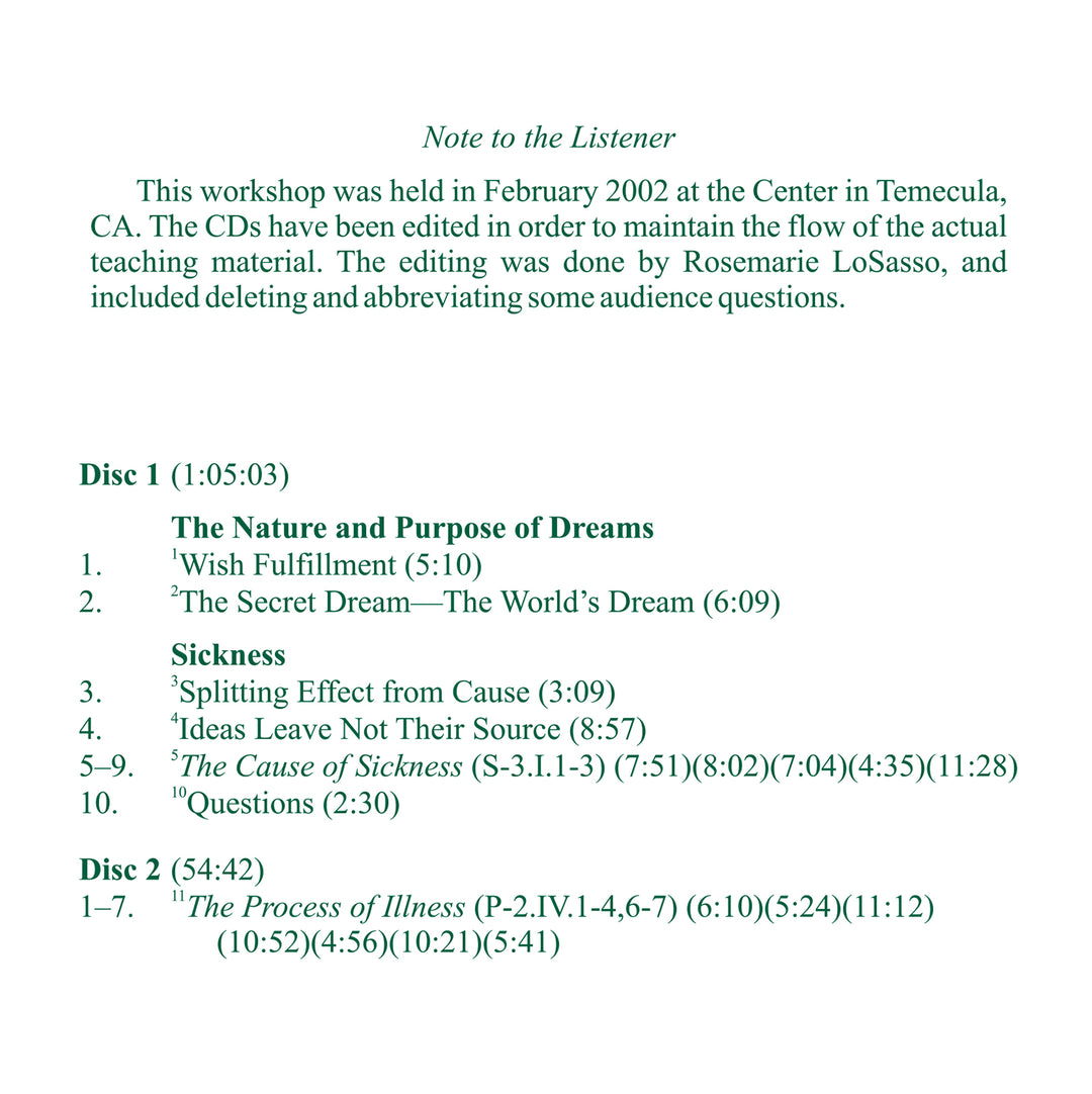 Healing the Dream of Sickness [CD]