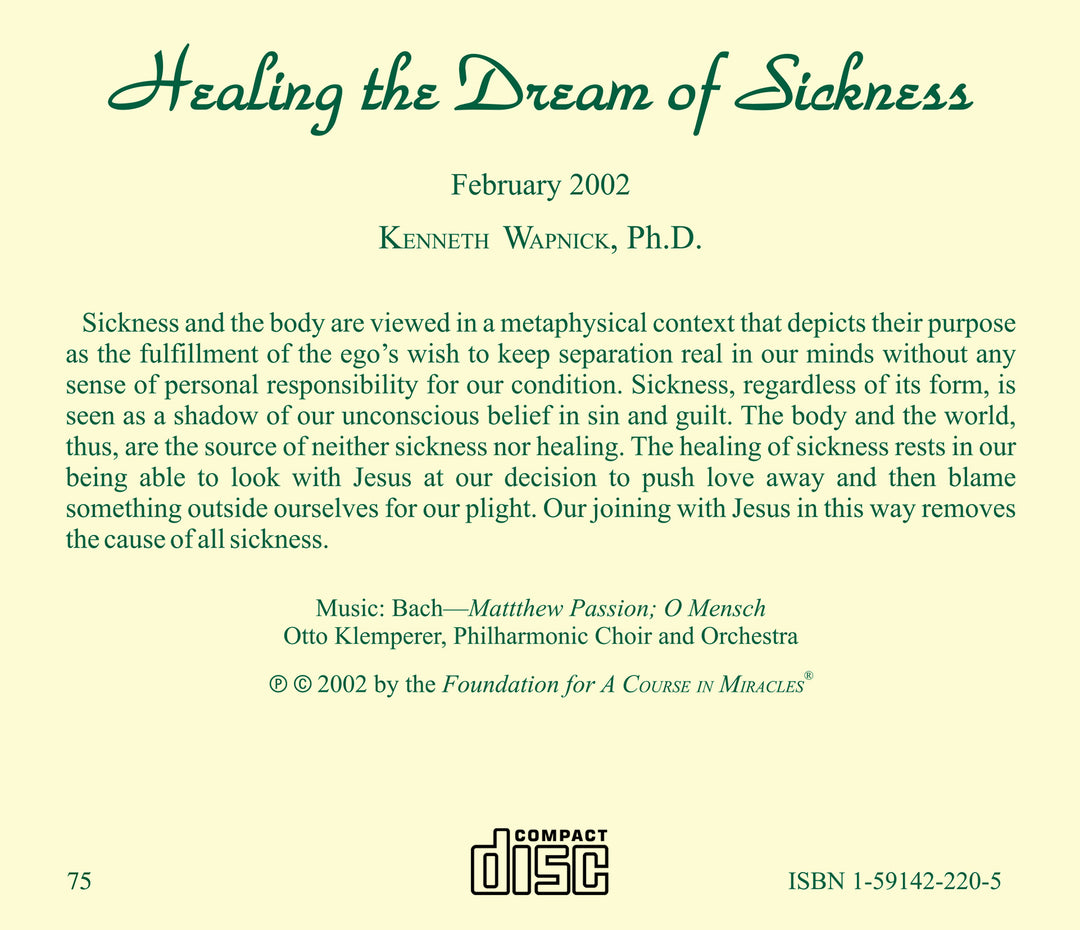 Healing the Dream of Sickness [CD]