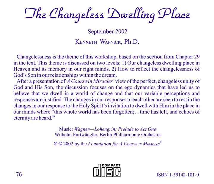 The Changeless Dwelling Place [CD]