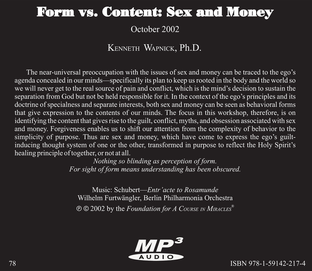 Form versus Content: Sex and Money – Foundation for 