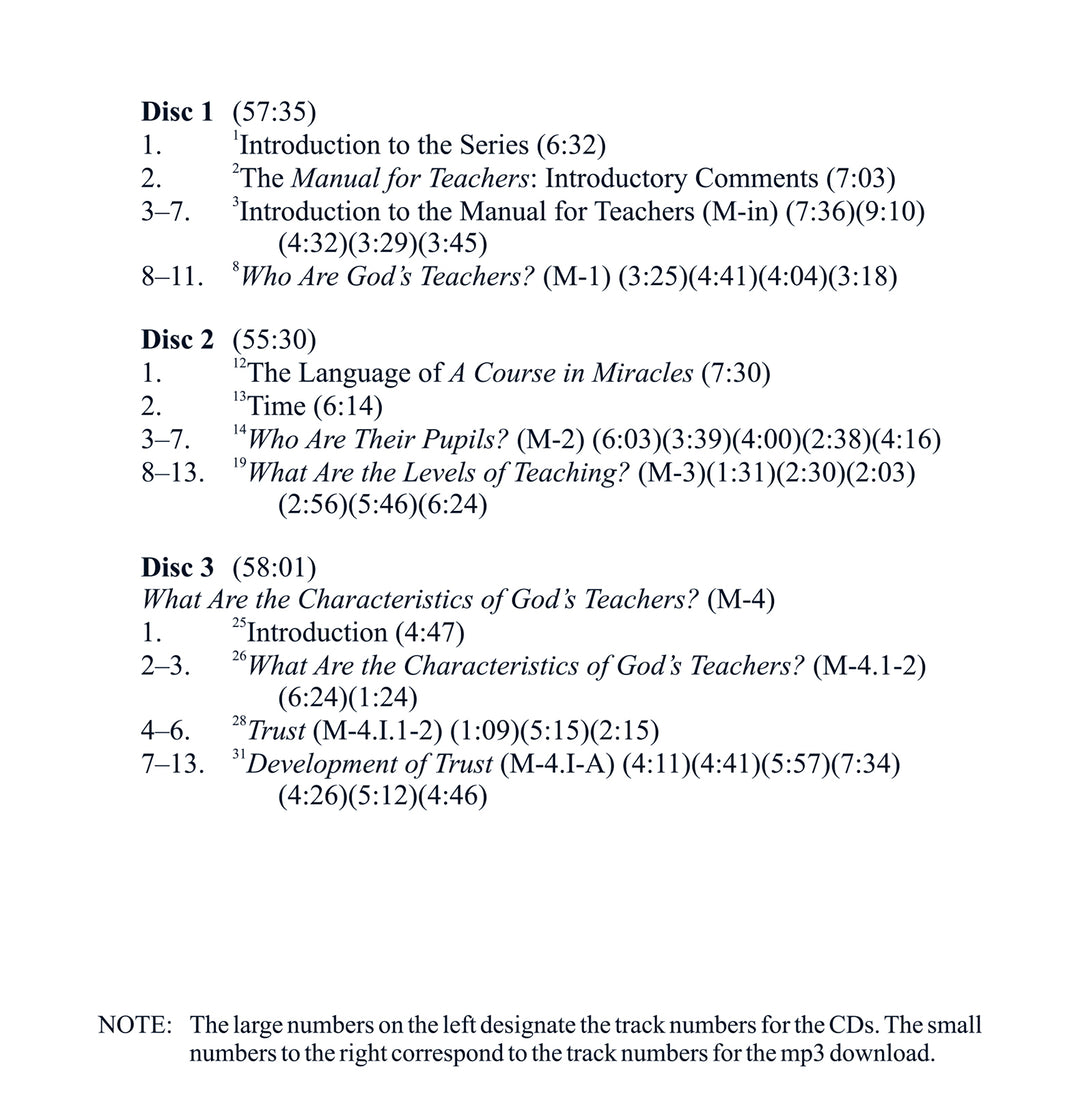 Classes on the Manual for Teachers of "A Course in Miracles" [MP3]