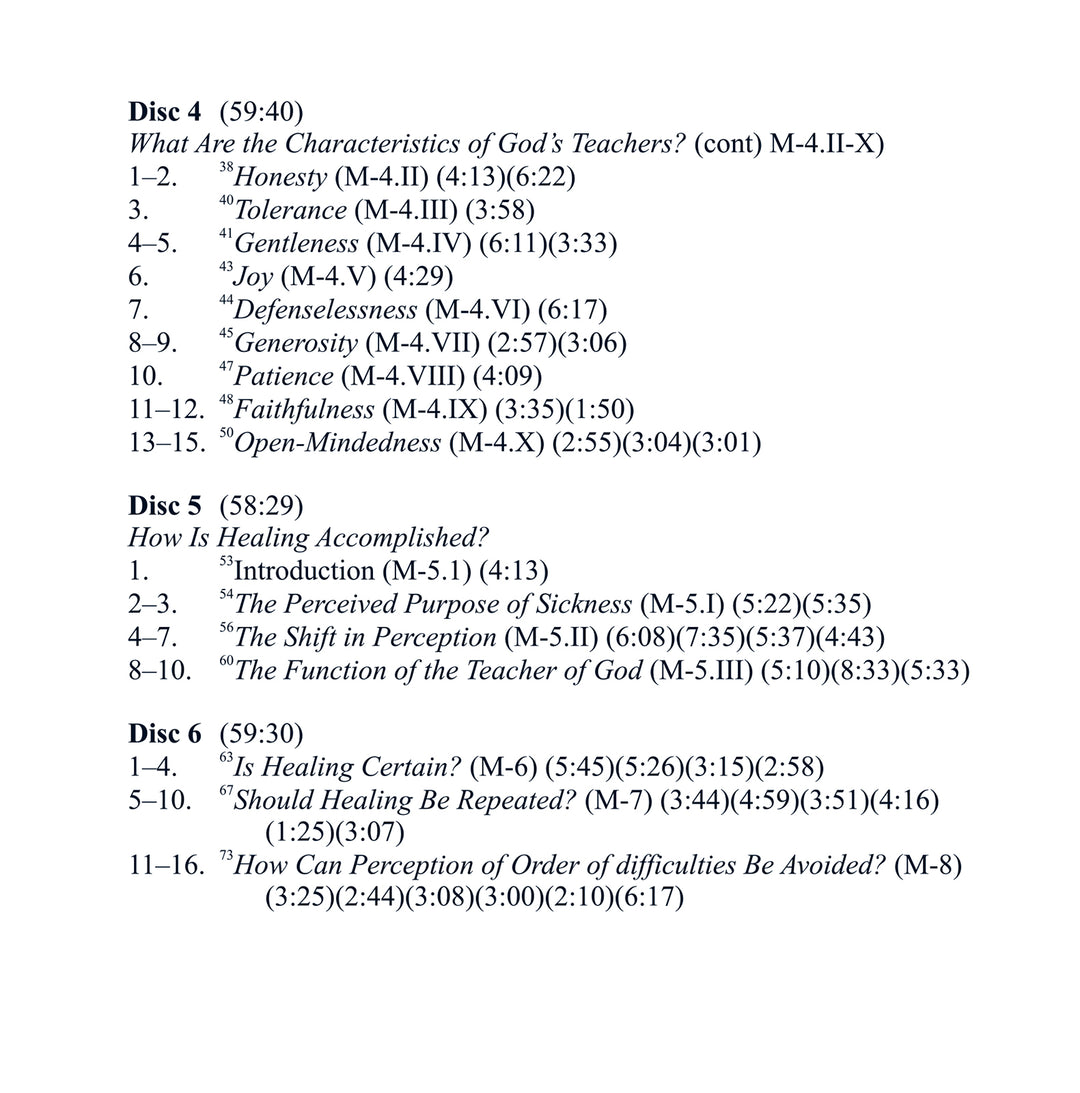 Classes on the Manual for Teachers of "A Course in Miracles" [CD]