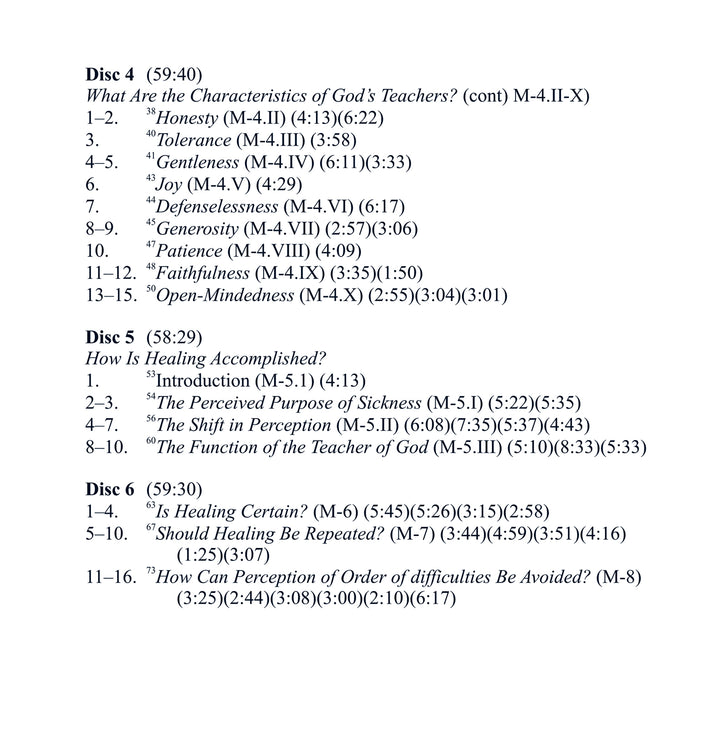 Classes on the Manual for Teachers of "A Course in Miracles" [CD]