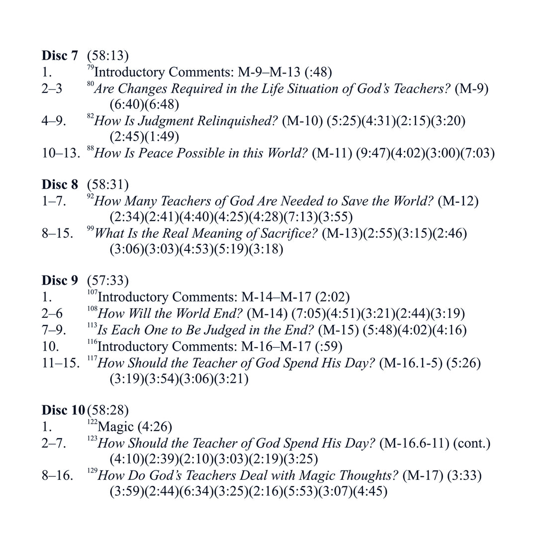 Classes on the Manual for Teachers of "A Course in Miracles" [CD]