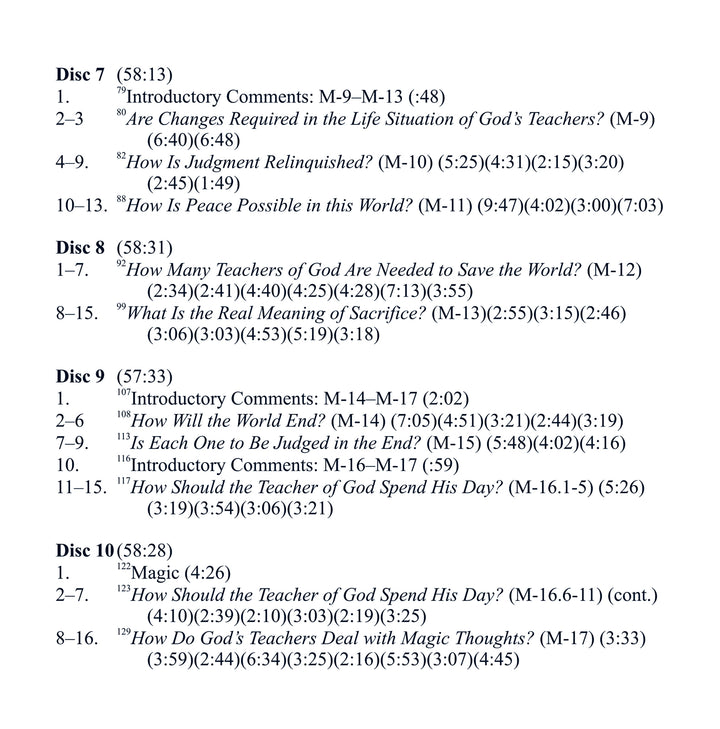 Classes on the Manual for Teachers of "A Course in Miracles" [CD]