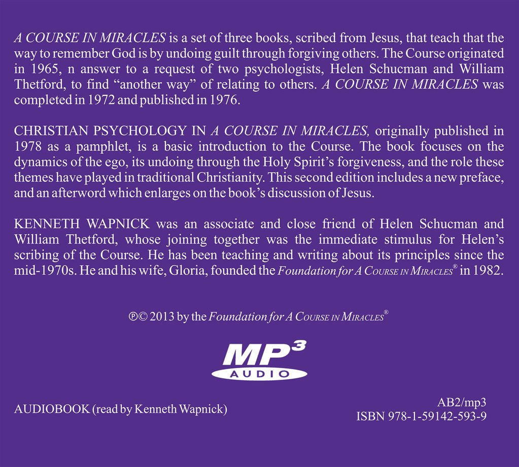 Christian Psychology in "A Course in Miracles" [MP3CD] - Audiobook
