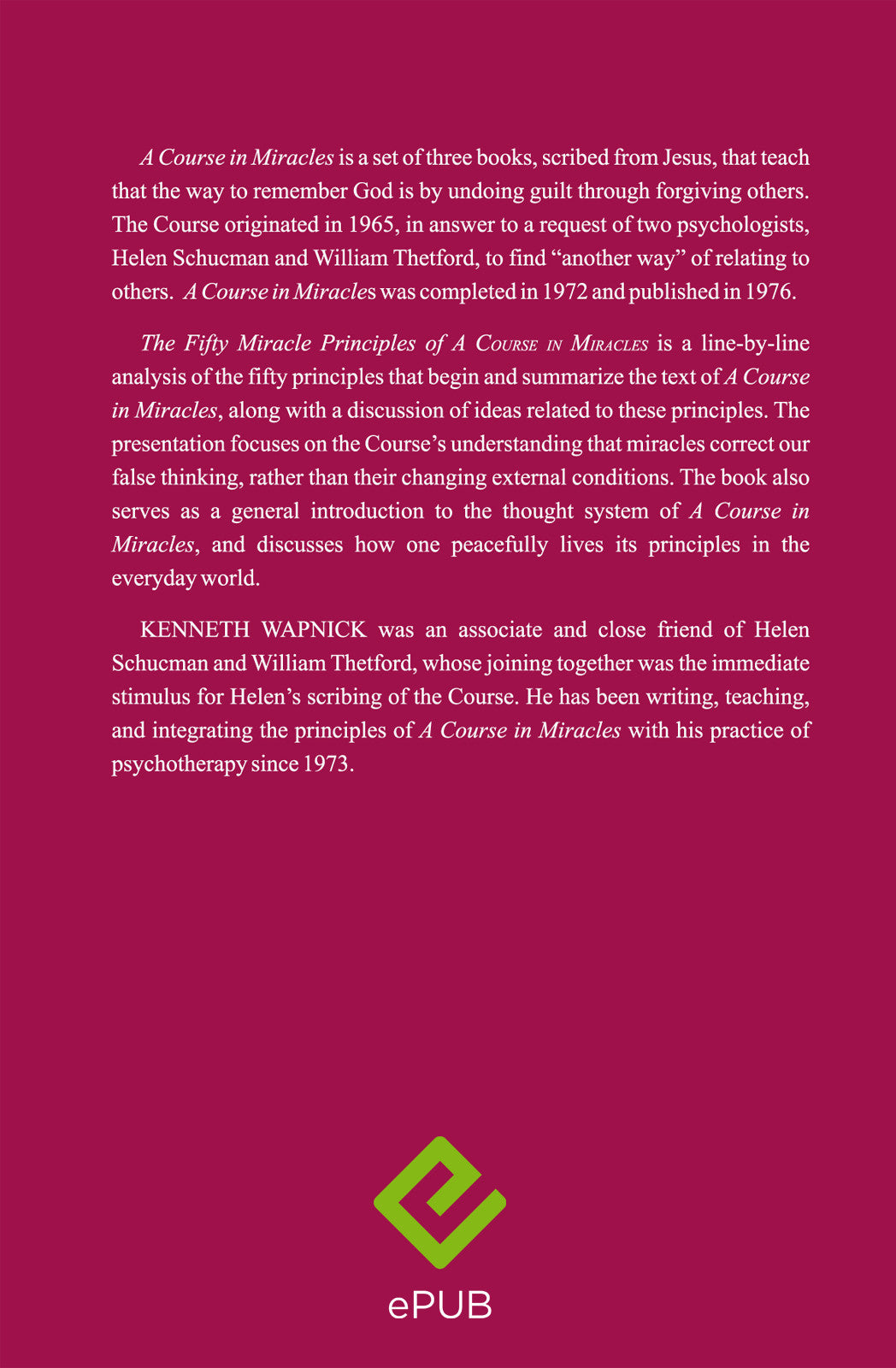 The Fifty Miracle Principles of "A Course in Miracles" [EPUB]