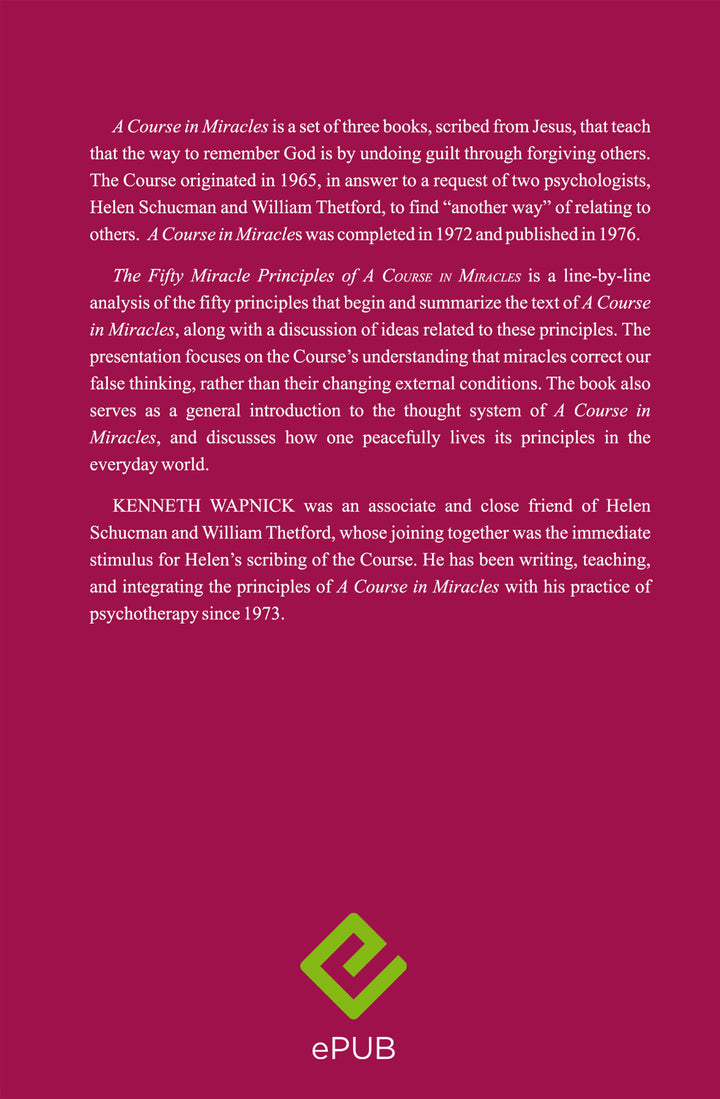 The Fifty Miracle Principles of "A Course in Miracles" [EPUB]
