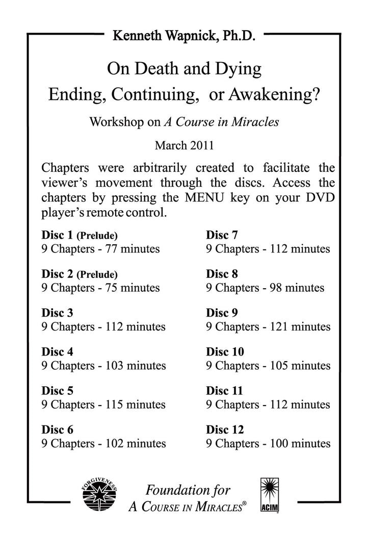 On Death and Dying: Ending, Continuing, or Awakening? [DVD]