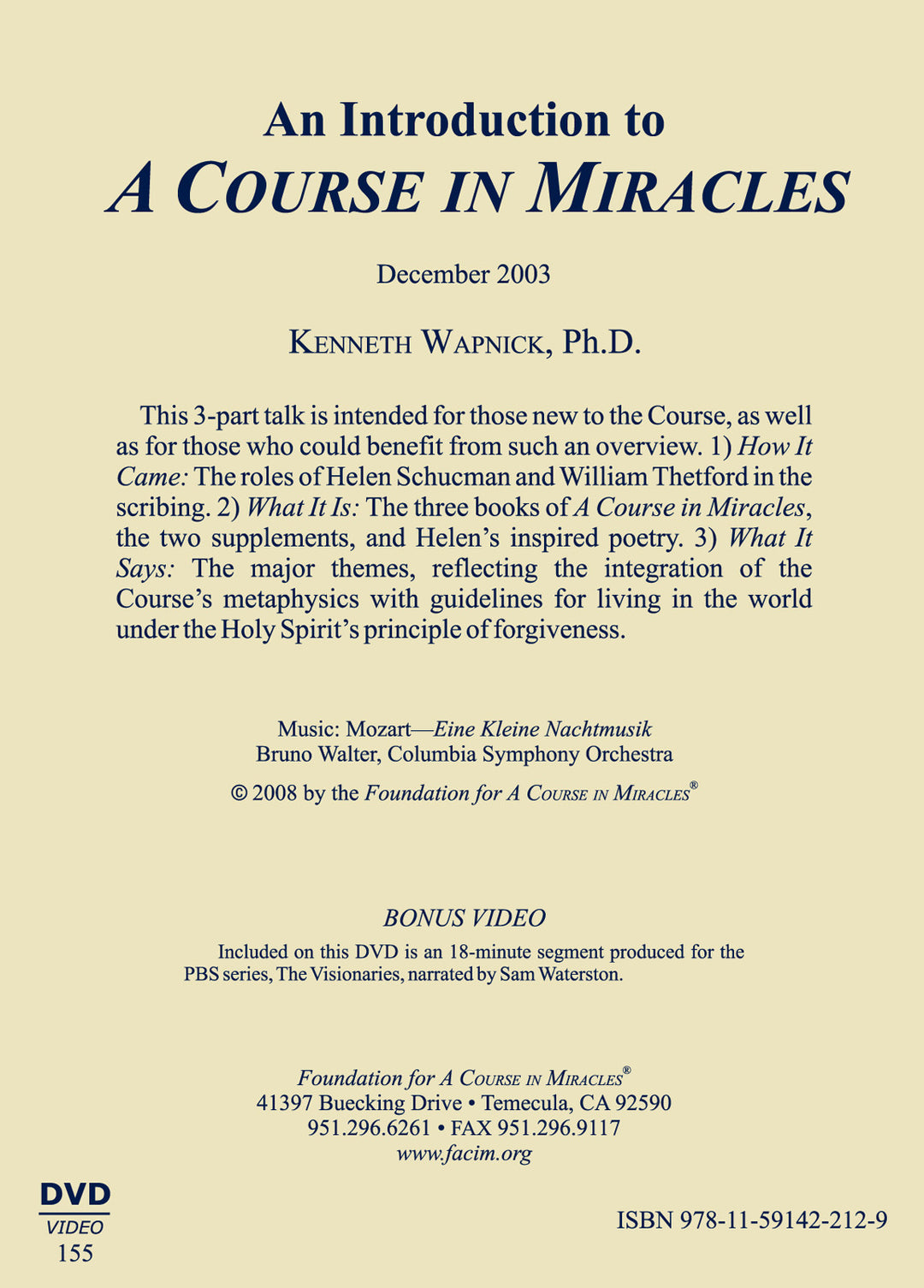 An Introduction to "A Course in Miracles" [DVD]