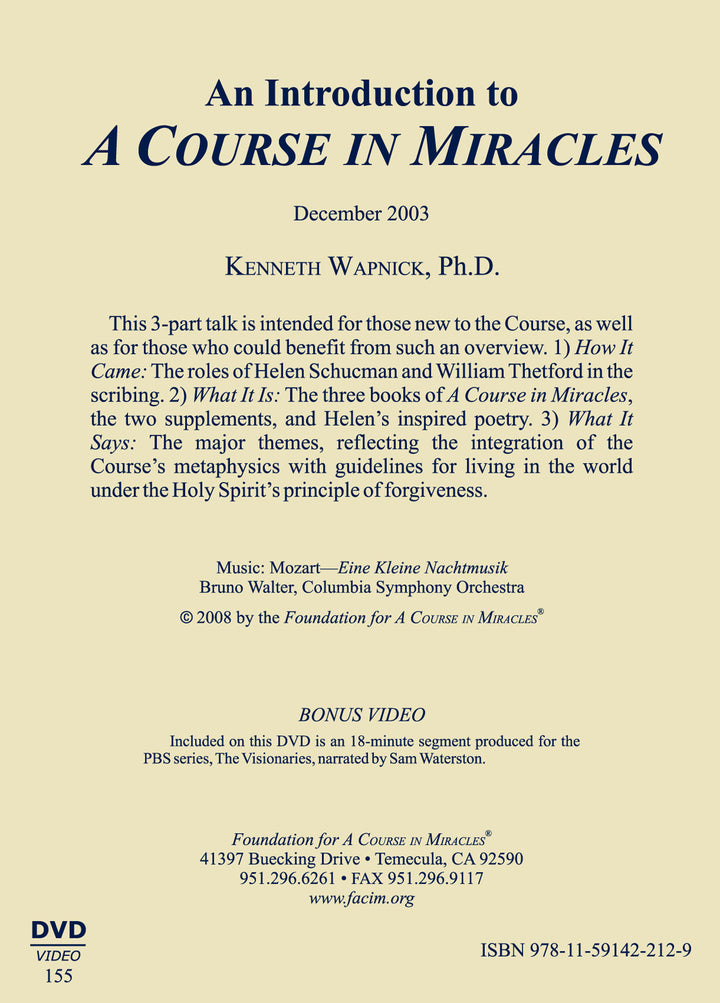 An Introduction to "A Course in Miracles" [DVD]