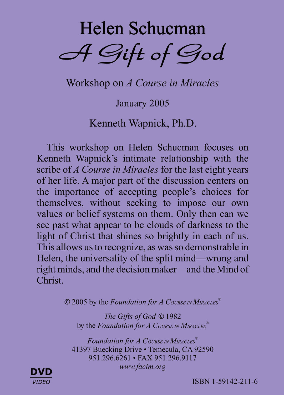 Helen Schucman: A Gift of God [DVD]