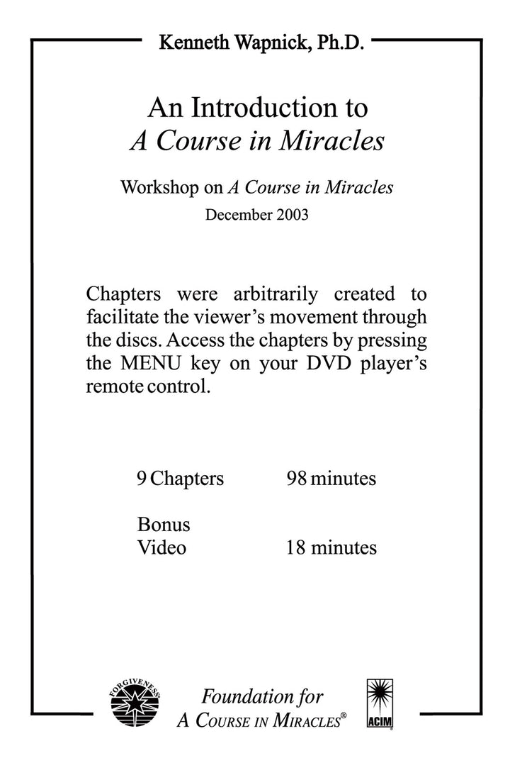 An Introduction to "A Course in Miracles" [DVD]