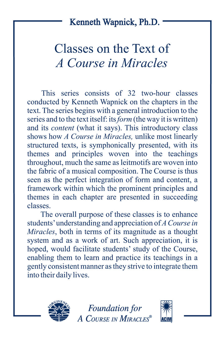 Classes on the Text of "A Course in Miracles" [DVD]