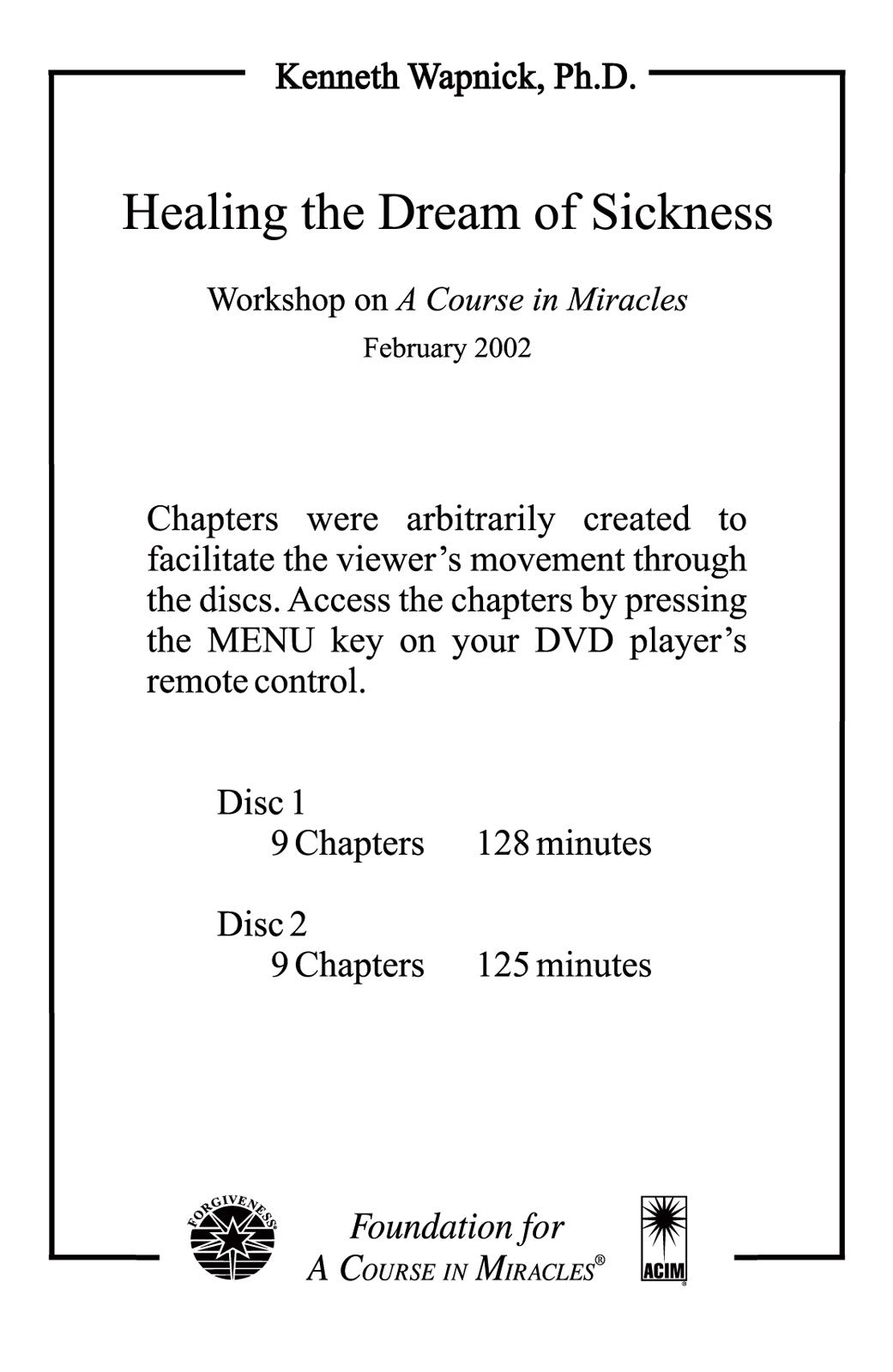 Healing the Dream of Sickness [DVD]