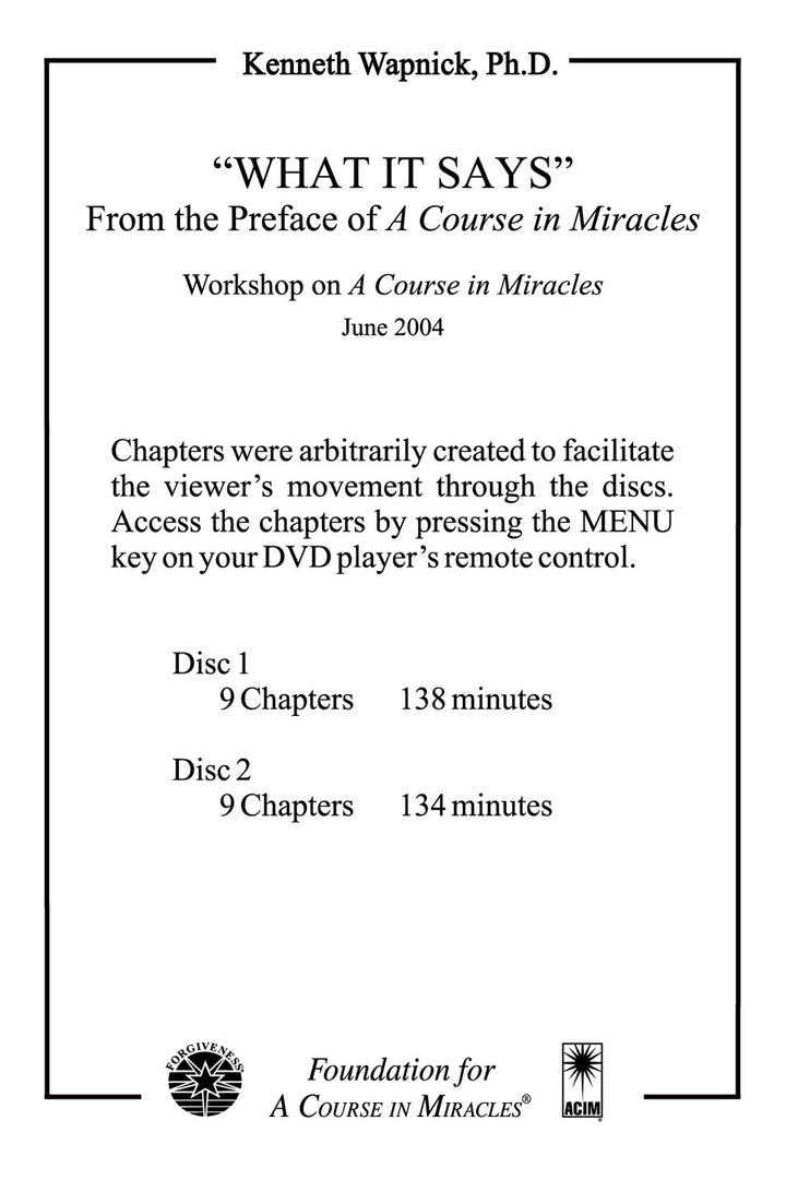 "What It Says": From the Preface of "A Course in Miracles" [DVD]