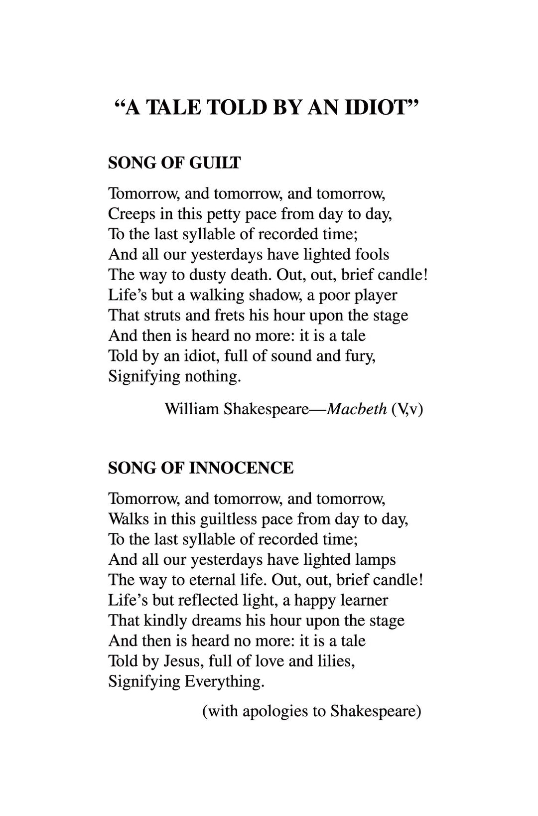 A Tale Told by an Idiot: Macbeth, Guilt, and "A Course in Miracles" [DVD]
