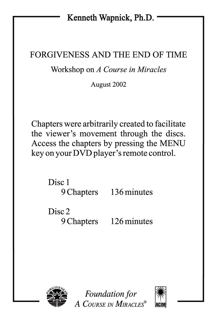 Forgiveness and the End of Time [DVD]