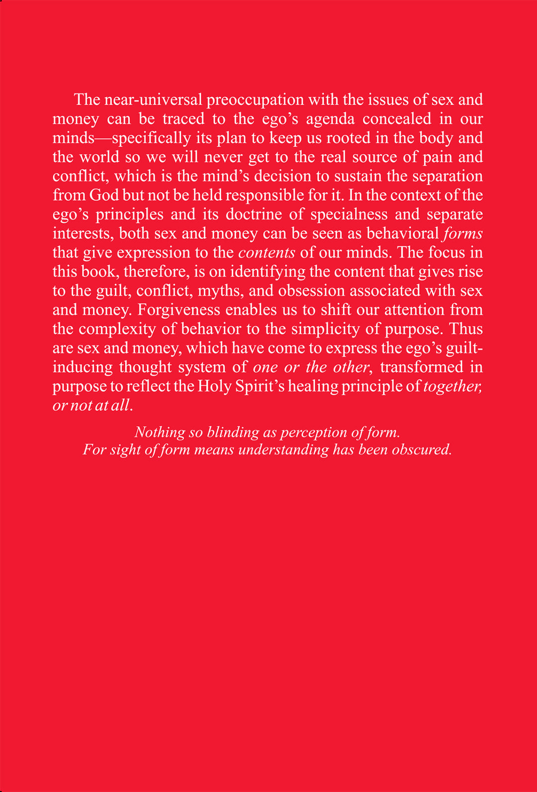 Form versus Content: Sex and Money [BOOK]