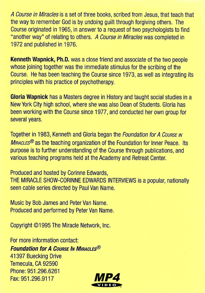 "A Course in Miracles": An Interview with Kenneth and Gloria Wapnick [MP4]