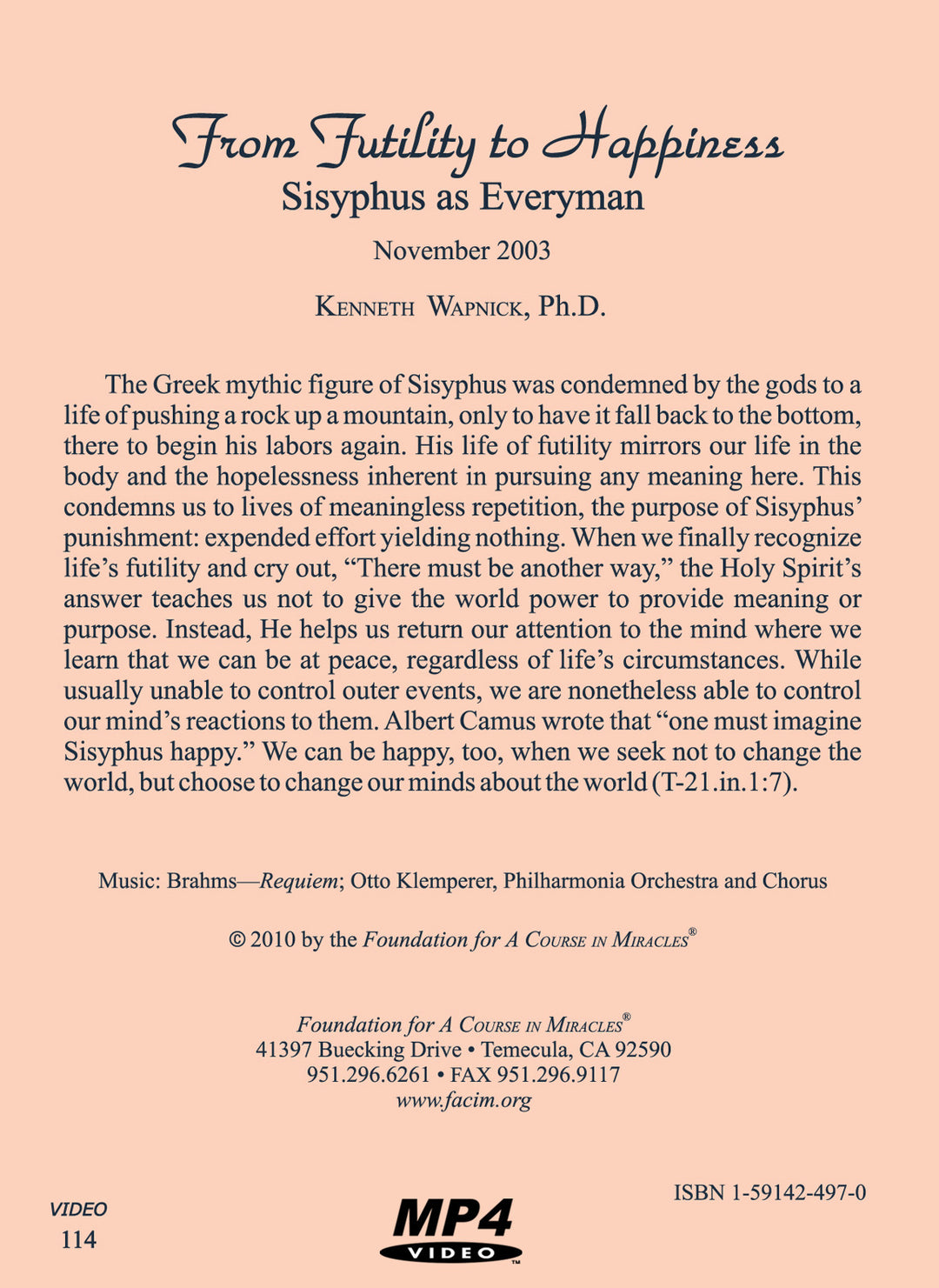 From Futility to Happiness: Sisyphus as Everyman [MP4]