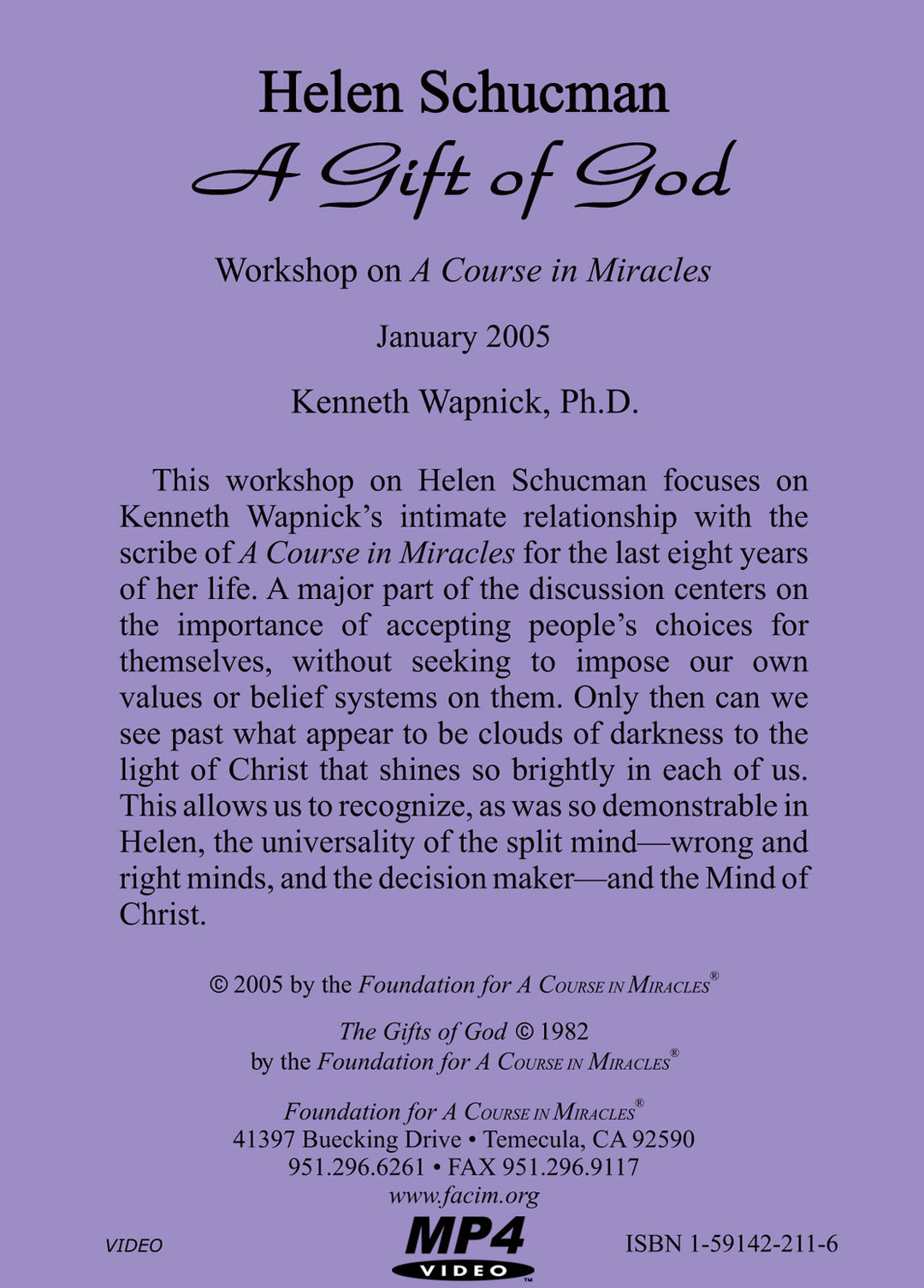Helen Schucman: A Gift of God [MP4]