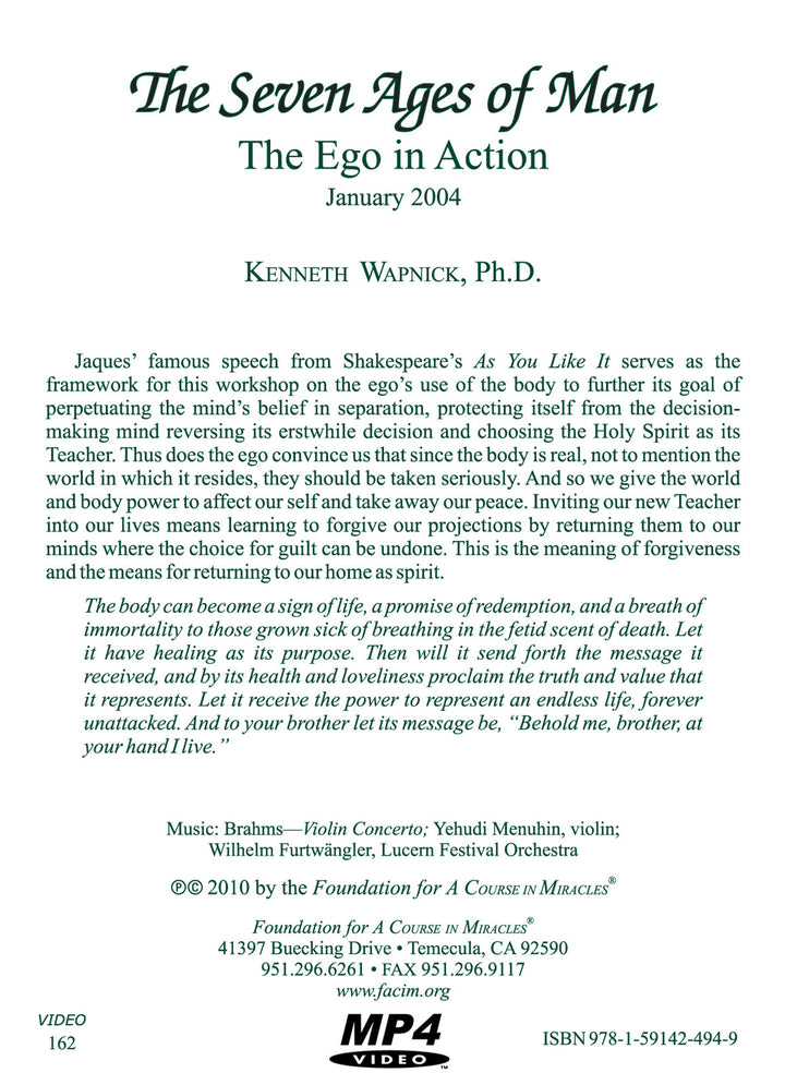 "The Seven Ages of Man": The Ego in Action [MP4]