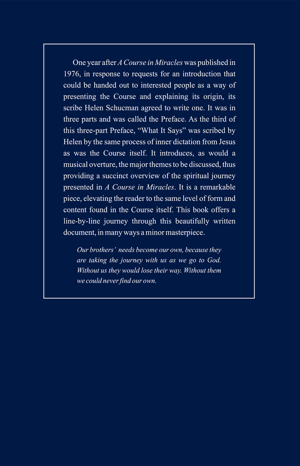"What It Says": From the Preface of "A Course in Miracles" [BOOK]