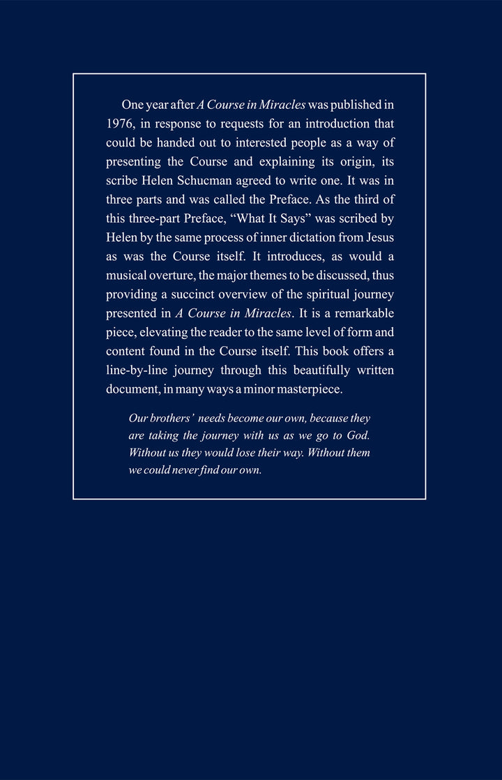 "What It Says": From the Preface of "A Course in Miracles" [BOOK]
