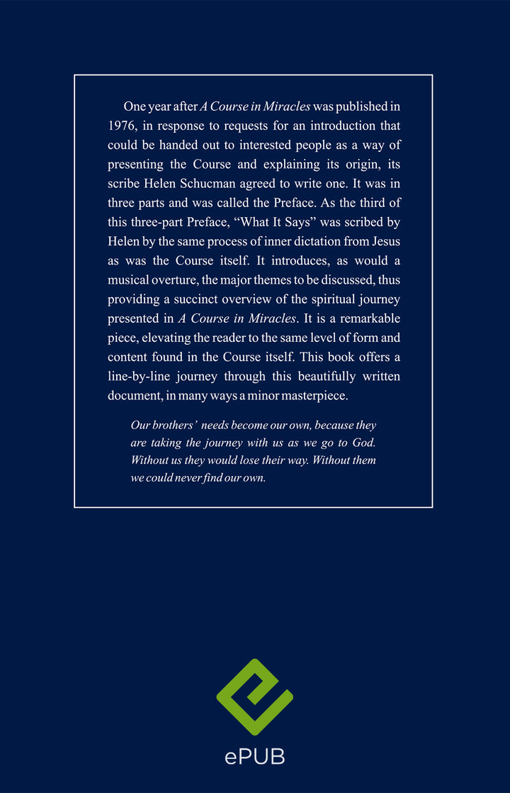 "What It Says": From the Preface of "A Course in Miracles" [EPUB]