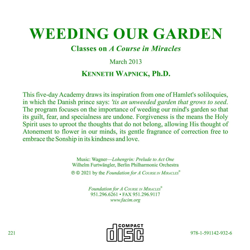 Weeding Our Garden [Cd] Audio Cd
